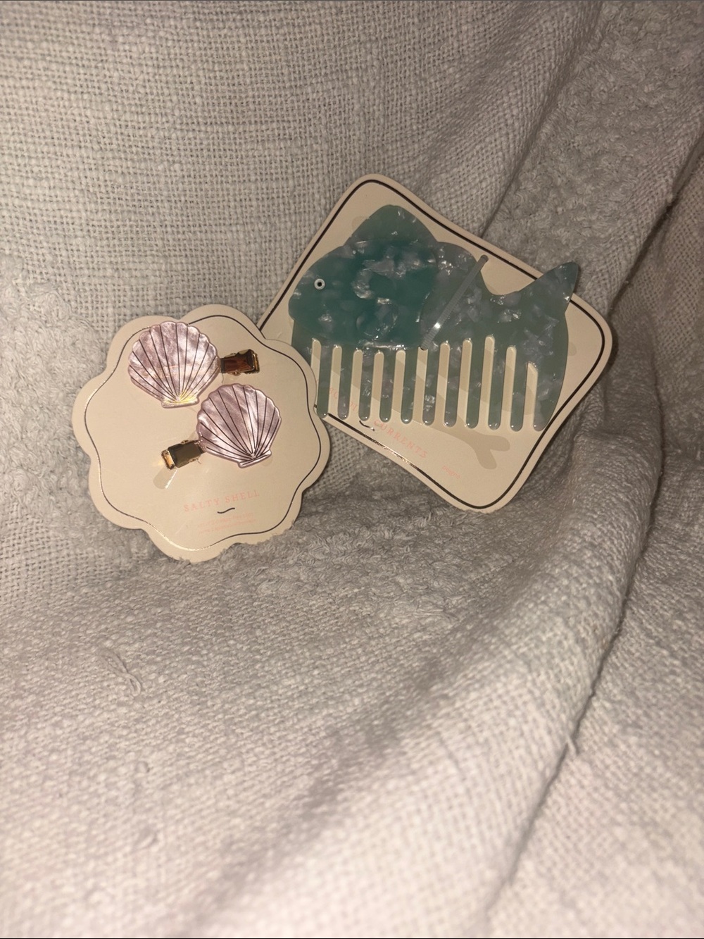 Anthropologie Pink Shell Hair Clips & Aqua Dolphin Comb Set